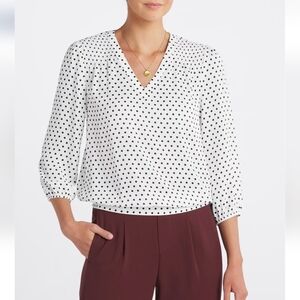 Women's Polka Dot V-Neck Relaxed Blouse